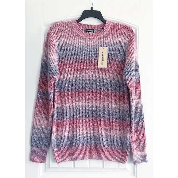 Scotch & Soda Gradient Cotton-Blend Crewneck Sweater in Blue Combo Size L NWT - Picture 6 of 16